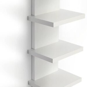 5 Tier Wall Shelves White, Vertical Column Shelf Floating Storage Home Decor Organizer Tall Tower Design Utility Shelving Bedroom Living Room, 30.7, 31