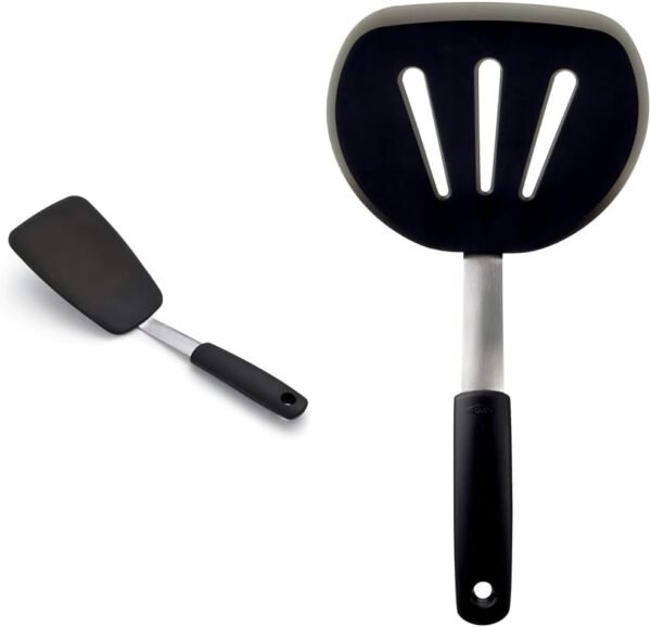 Silicone Flexible Pancake Turner &  Large Silicone Flexible Turner, Stainless Steel