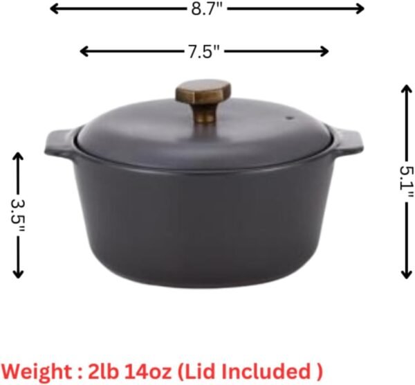 1.4QT Kitchen Nonstick Ceramic Clay Cooking Casserole Hot Pot with Lid, Stew, Rice, Noodle, Soup Steamer, Oven & Dishwasher Safe Dutch Oven, Made in Korea (7" / 18cm)