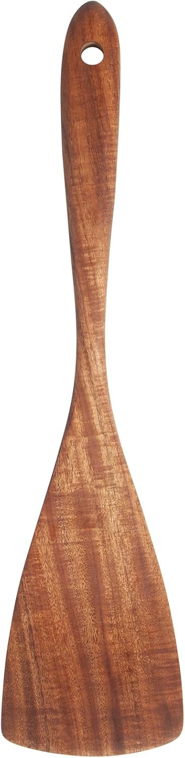 Wooden Spatula Long Handle Acacia Wood, Flat Wok Spatula for Nonstick Cookware and Kitchen Cooking