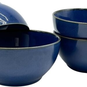 Cereal Bowls 5.2 Inch, Ceramic Bowl Set for Dessert, Fruits, Salad,Soup, Noodle, Ramen, 20 Ounce Bowls for Kitchen, Set of 4, Dark Imperial Blue