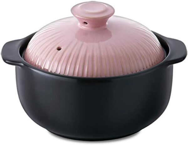 Natural Glazed Ceramic Porcelain Cookware Hot Pot (Sugar Pink 1000ml)