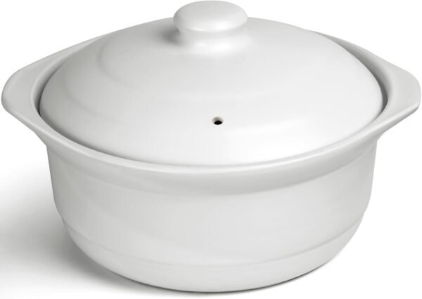 Ceramic Pots Casserole Soup Bowl with Lid Ceramic Cookware Stockpot Rice Pots Clay Pot for Cooking (White, 3.4 Quart)