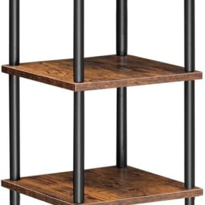 5-Tier Corner Shelf Stand, Corner Square Rack Display Shelf, Tall Storage Plant Stand, Bookcase for Small Spaces, Living Room, Home Office, Kitchen, Rustic Brown and Black