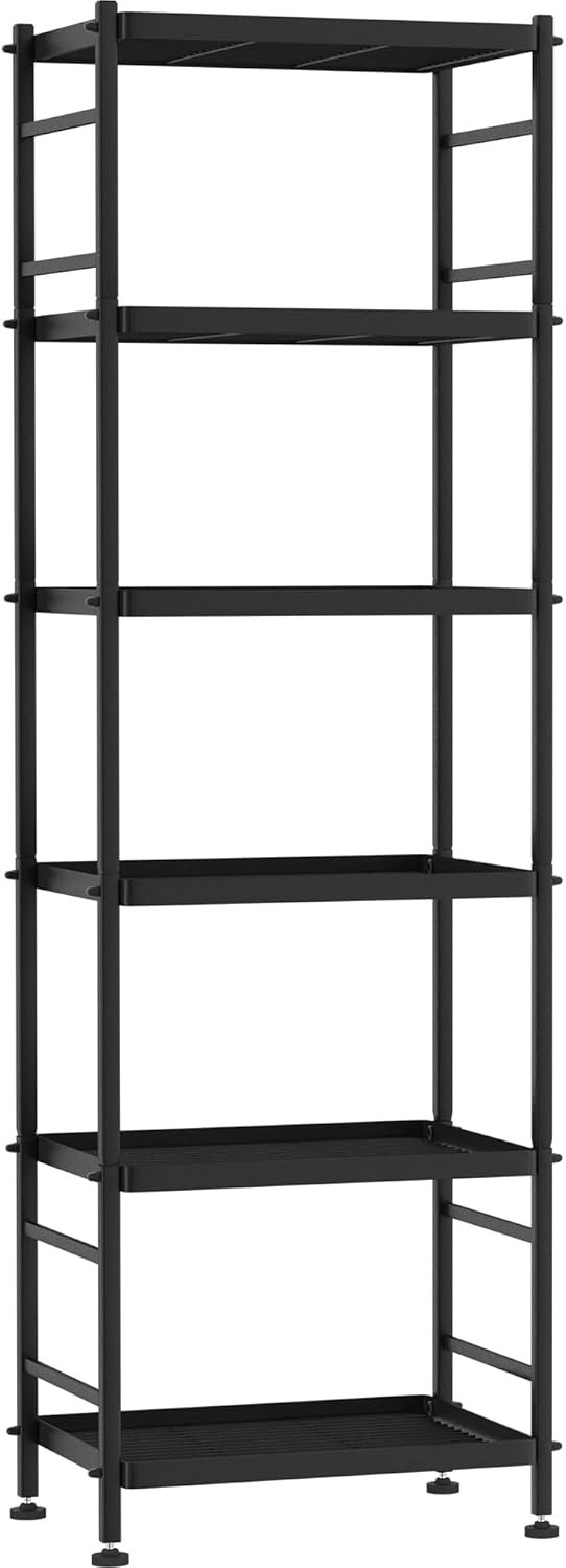 6-Wire Shelving Metal Storage Rack Shelves, Standing Storage Shelf Units for Laundry Bathroom Kitchen Pantry Closet(Black)