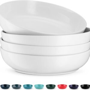 Pasta Bowl, Salad Bowls, Bowls, Serving Bowls, Soup, Ceramic, Large Capacity, Microwave & Dishwasher Safe, Set of 4, 40 Oz, (White)