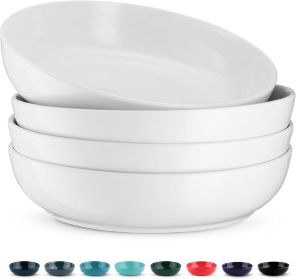 Pasta Bowl, Salad Bowls, Bowls, Serving Bowls, Soup, Ceramic, Large Capacity, Microwave & Dishwasher Safe, Set of 4, 40 Oz, (White)