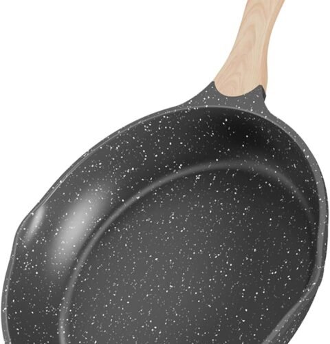 8 Inch Nonstick Frying Pan, Stone Coating Cookware, Nonstick Omelette Pan with Heat-Resistant Handle, Induction Skillet for Eggs (Grey)