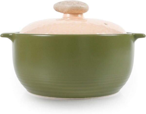 1qt Non-Stick Ceramic Casserole Pot, Dutch Oven, Clay Pot, Stockpot for Stew, Soup, Steam, Scratch Resistant, Oven Safe, Heat Resistant, Lime