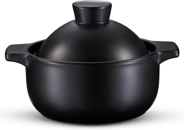 Korean Hot Pot, Dolsot Pot, 68 oz, Stone Bowl with Lid, for Cooking , Bibimbap, Kimchi, Hot Pot, Soups and Stews, Oven and Dishwasher Safe, Black
