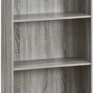 3-Tier Bookcase Storage Shelves, French Oak Grey