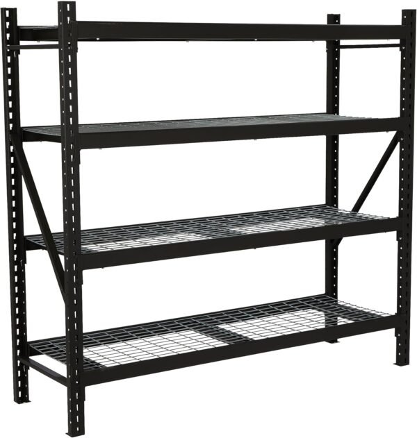 4-Tier Industrial Steel Shelving Unit, 8,000-Pound Load Capacity, Garage Storage Rack, 77" W x 24" D x 72" H