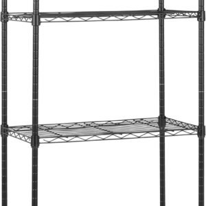 4-Steel Wire Storage Rack, Adjustable, Sturdy, Easy Assembly, 13.4"D x 23.2"W x 48"H, Black