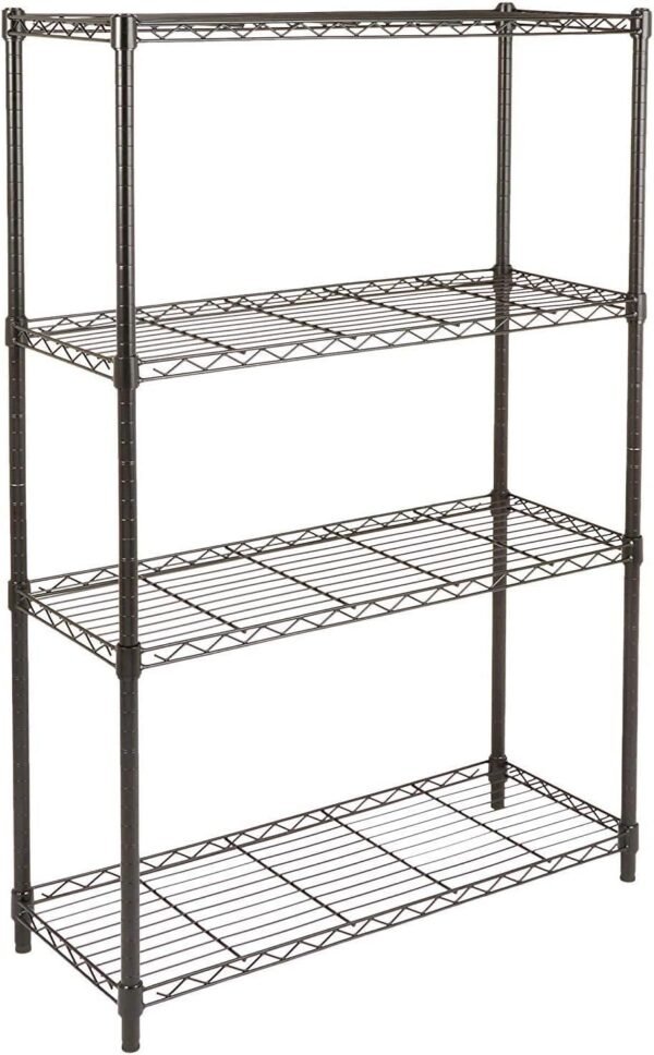 4-Shelf Adjustable Heavy Duty Steel Wire Rack Storage Shelving Organizer for Kitchen, Garage, 36" L x 14" W x 54" H, Black