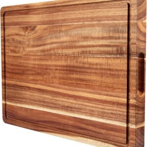 20 Inch Large Acacia Wood Cutting Board 1.5" Thick, Reversible Wooden Cutting Board for Kitchen, Charcuterie Board Cheese Board with Deep Groove, Chopping Board for Meat, Vegetables, Fruit